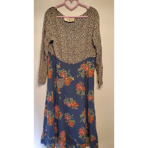 Vintage 90s Grunge T.T. Mar Rayon Smock Dress
